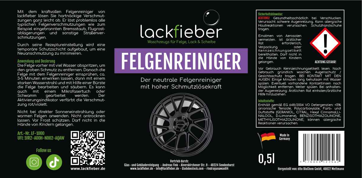 Lackfieber Felgenreiniger 0,5l BLACK WEEK